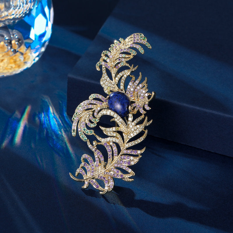 New high-end feather brooch, elegant temperament, palace style autumn and winter clothing, autumn and winter coats, coats and accessories wholesale-Mix MIx Style