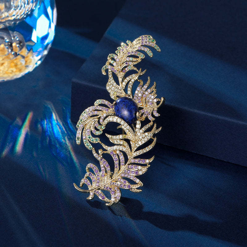 New high-end feather brooch, elegant temperament, palace style autumn and winter clothing, autumn and winter coats, coats and accessories wholesale-Mix MIx Style