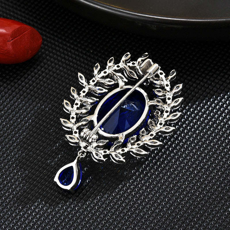 New high-end French retro Austrian crystal brooch luxury olive leaf brooch light luxury accessories manufacturer wholesale-Mix MIx Style