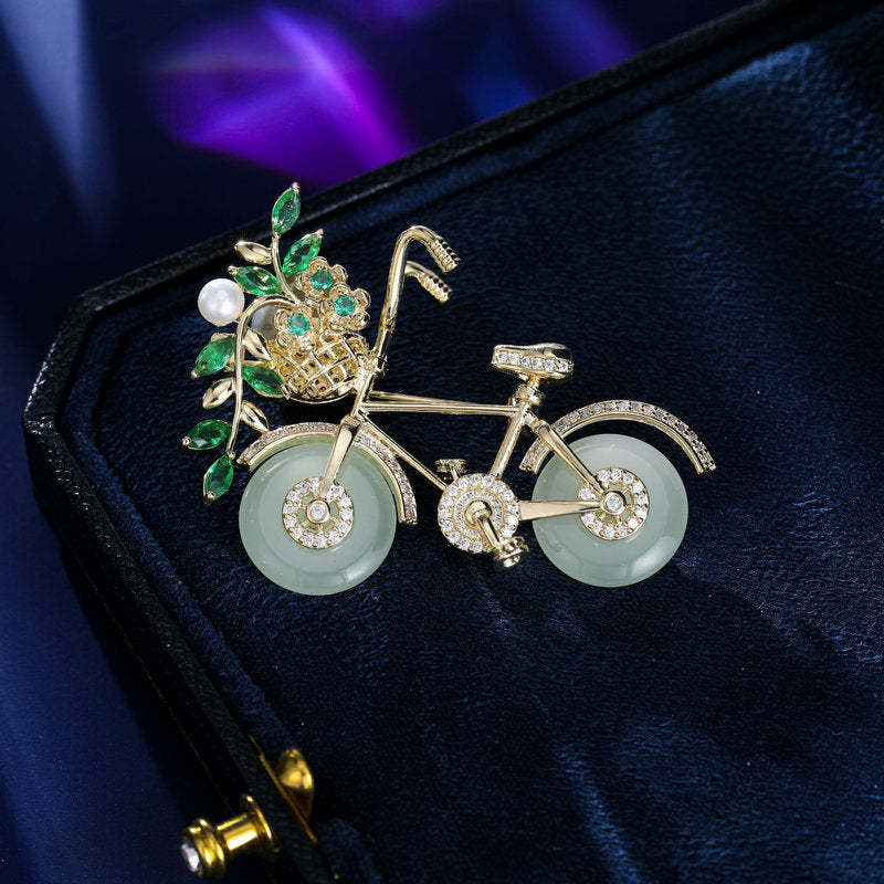 New niche autumn and winter clothing coats and overcoats suit accessories corsage female pins creative design bicycle brooch-Mix MIx Style