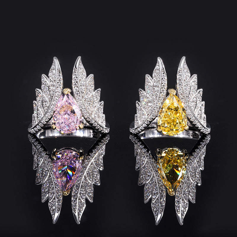 Moissanite Diamond Jewelry RingRing 7*10 Personalized Angel Wings Women’s Textur-Mix MIx Style