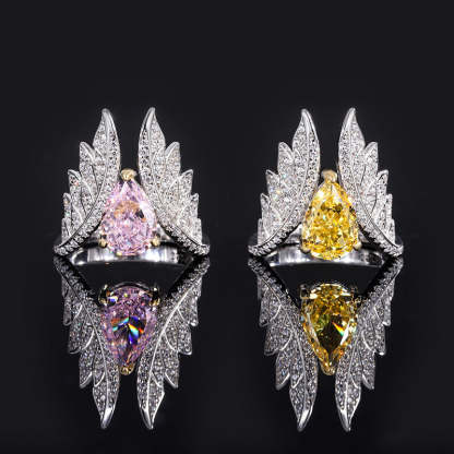 Moissanite Diamond Jewelry RingRing 7*10 Personalized Angel Wings Women’s Textur-Mix MIx Style