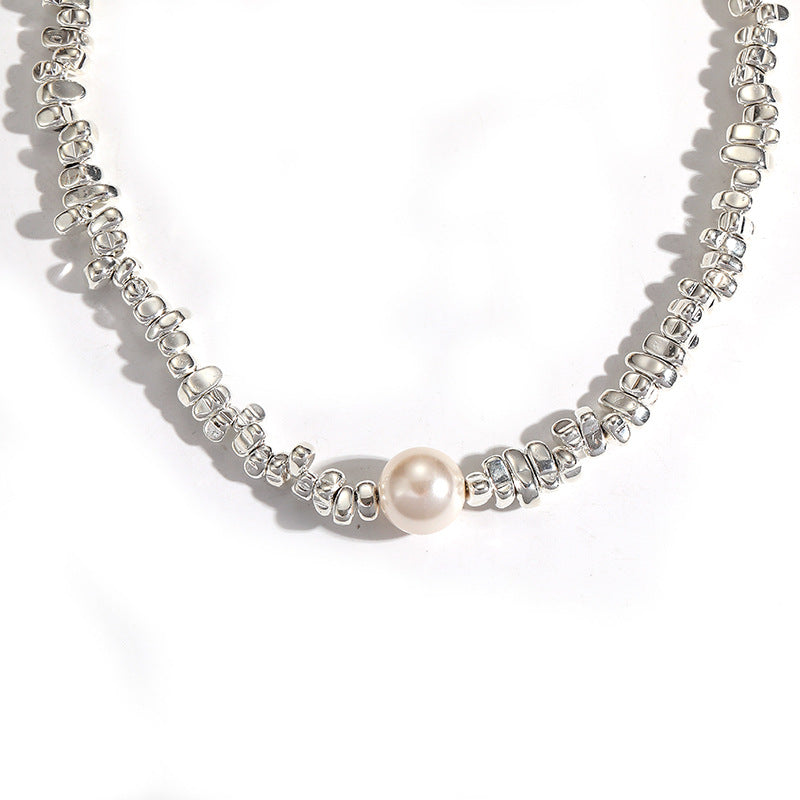 Dazzling Retro Pendant Akoya Pearl and Silver Beads 18k White Gold Plated Necklace Bracelet Earrings Jewelry Set | Mix Mix Style-Mix MIx Style