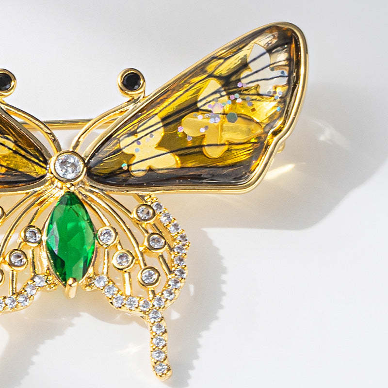 Xiliang Concubine light luxury high-end niche gradient crystal butterfly brooch female high-end temperament insect zircon pin-Mix MIx Style