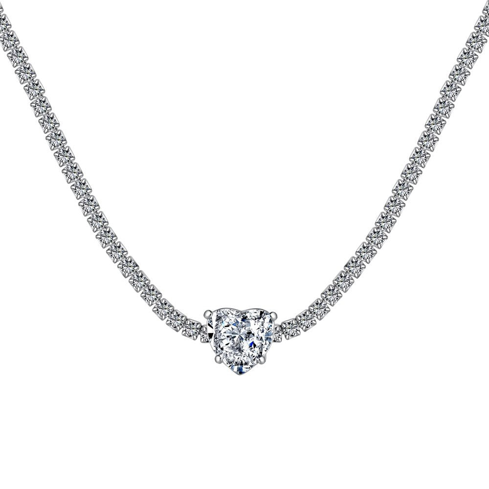 S925 sterling silver tennis necklace women's radiant chopped ice high carbon diamond zircon full diamond tennis chain clavicle neck necklace-Mix MIx Style