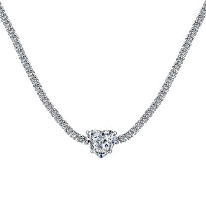 S925 sterling silver tennis necklace women's radiant chopped ice high carbon diamond zircon full diamond tennis chain clavicle neck necklace-Mix MIx Style