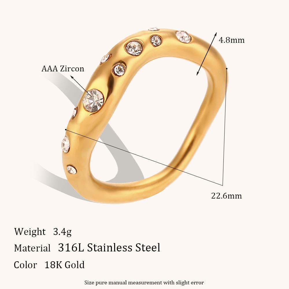 Minimalist Antique Vintage Round Diamonds Elegant Dainty 18k Vermeil Gold Plated Ring Jewelry | Mix Mix Style-Mix MIx Style