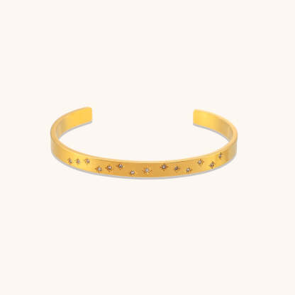 European and American cross-border hot selling eight-pointed star round zircon open bracelet stainless steel round edge five-pointed star zircon hand jewelry for women-Mix MIx Style