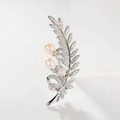 Xiliang Concubine high-end clothing accessories wheat ear brooch zircon natural pearl leaf brooch DIY accessories pin-Mix MIx Style