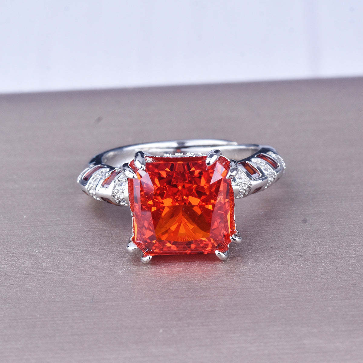 Blue&Red&Purple Classic Vintage Style Solitarie Diamond 4ct Elegant Dainty 18k White Gold Plated Engagement Ring Jewelry | Mix Mix Style-Mix MIx Style