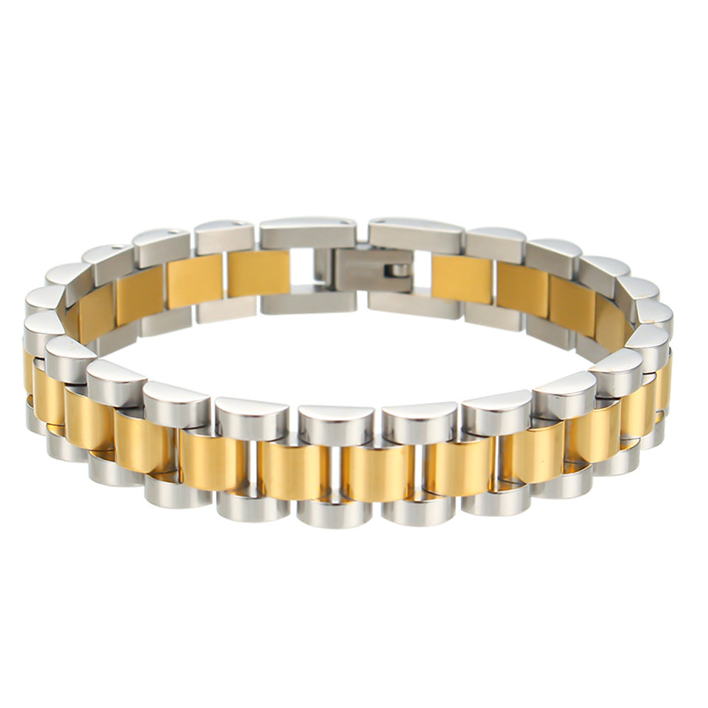 European and American cross-border hot-selling hip-hop temperament watch straps, bracelets, niche fashion design, stainless steel plated 18K jewelry-Mix MIx Style