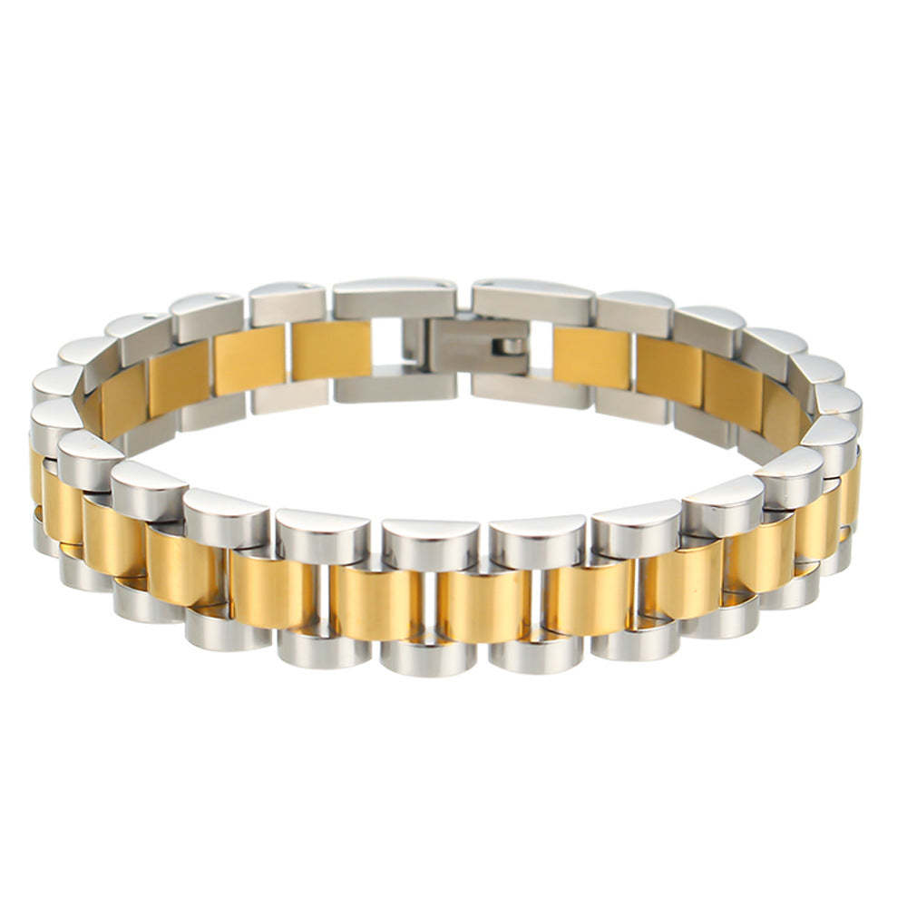 European and American cross-border hot-selling hip-hop temperament watch straps, bracelets, niche fashion design, stainless steel plated 18K jewelry-Mix MIx Style