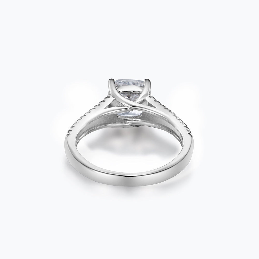 Dazzle White Cushion Cut Moissanite Diamond 3ct 18k White Gold Engagement Ring | Mix Mix Style-Mix MIx Style