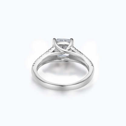 Dazzle White Cushion Cut Moissanite Diamond 3ct 18k White Gold Engagement Ring | Mix Mix Style-Mix MIx Style
