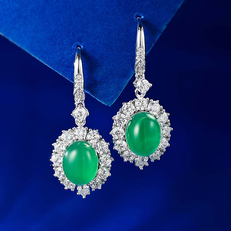 Green & White Classic Timeless Moissanite Diamonds Elegant 18k White Gold Plated Drop Earrings | Mix Mix Style-Mix MIx Style