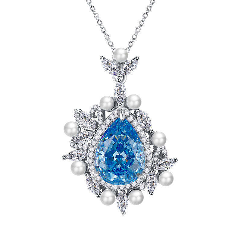 Pear Shaped Spphire Drop Necklace Moissanite Pink And Blue Wedding  Jewelry Mix Mix Style [Hot Seller]-Mix MIx Style