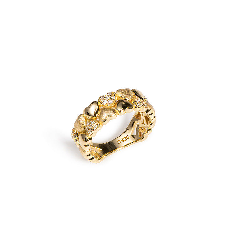 Sterling silver love ring S925 silver European and American light luxury temperament fashion niche brushed ring wholesale-Mix MIx Style
