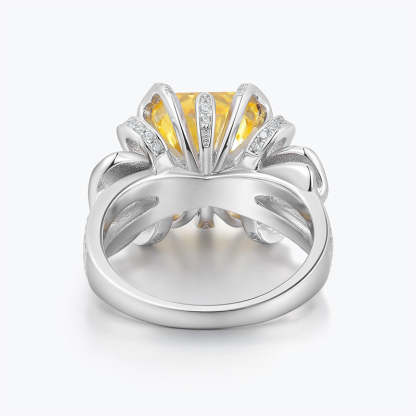 Vivid Yellow Radiant Cut Diamond 18k White Gold Plated Engagement Ring | Mix Mix Style-Mix MIx Style