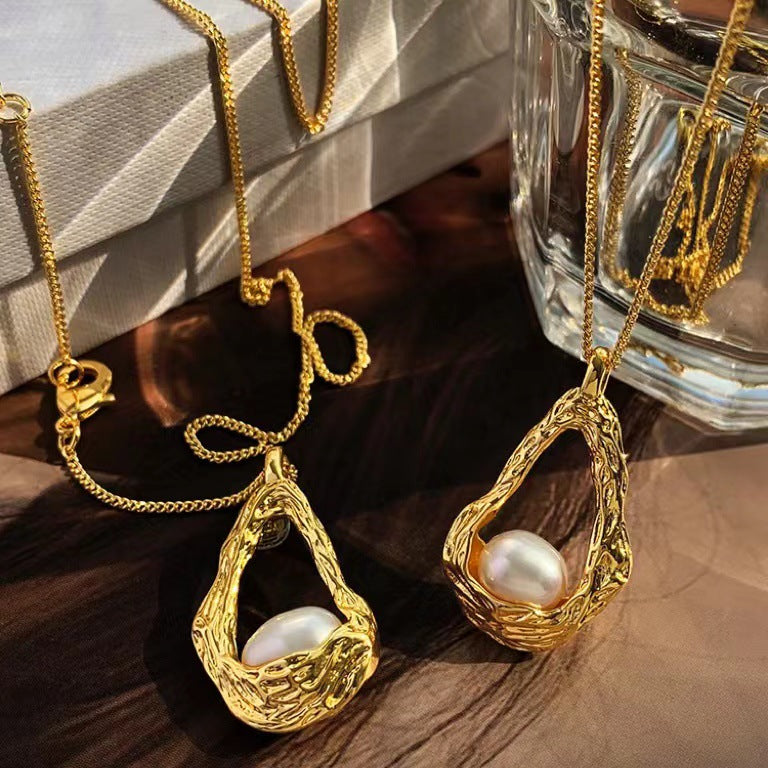 Vintage Akoya Pearl 18k Gold Plated Necklace Handmade Irregular Water Drop Pearl | Mix Mix Style [Hot Seller]-Mix MIx Style