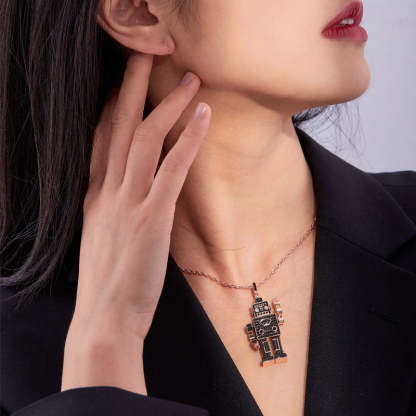 2022 hip-hop style robot necklace original design 3D three-dimensional limb movement unisex trendy accessory-Mix MIx Style