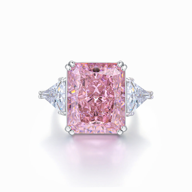 Glam Radiant Cut Diamond 5ct Pink 18k White Gold Plated Engagement Ring | Mix Mix Style-Mix MIx Style