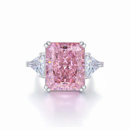 Glam Radiant Cut Diamond 5ct Pink 18k White Gold Plated Engagement Ring | Mix Mix Style-Mix MIx Style