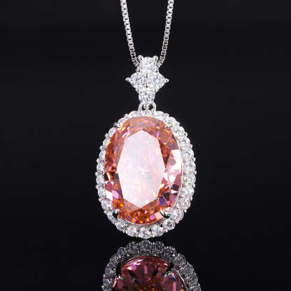 New European and American high carbon diamond padparadscha pendant 13*18 ring 12*16 earrings 8*12 set S925 silver-Mix MIx Style