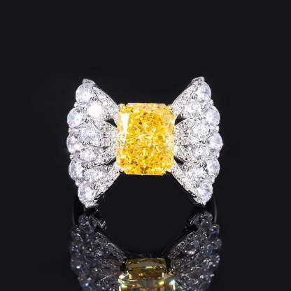 2022 New High Carbon Diamond 3ct Square 8*10 Bow Geometric Textured Women’s Ring Diamond S925 Silver-Mix MIx Style