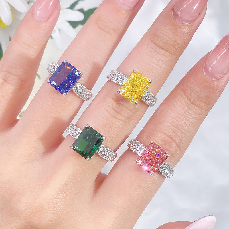 Emerald Gemstone Ring 4ct Moissanite Diamond Jewelry [Hot Seller]-Mix MIx Style