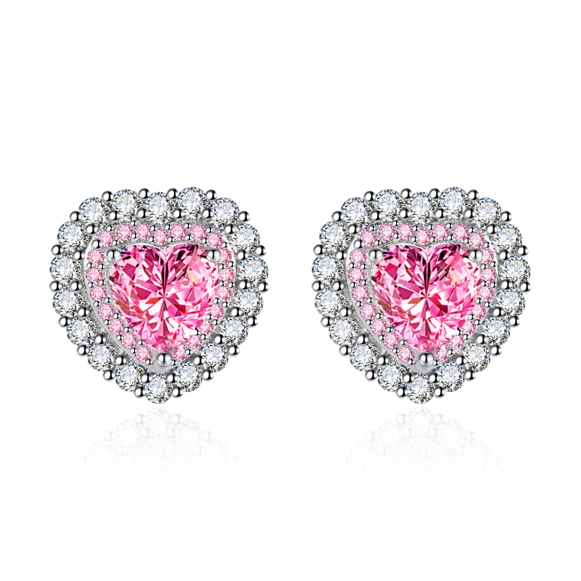 full diamond  love earrings double layer pink diamond yellow diamond earrings  | Mix Mix Style [Hot-Mix MIx Style