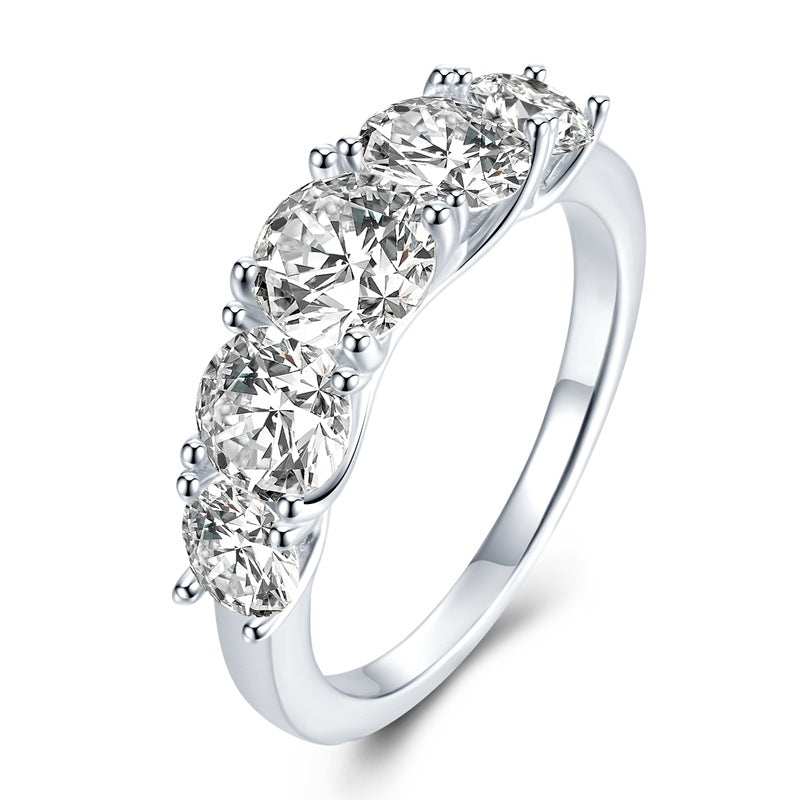 White High-End Round Cut Moissanite Diamonds 18k White Gold Plated Engagement Ring | Mix Mix Style-Mix MIx Style