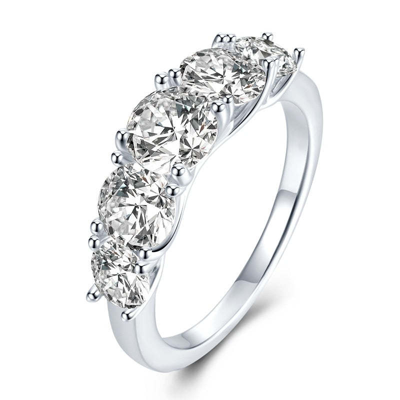 White High-End Round Cut Moissanite Diamonds 18k White Gold Plated Engagement Ring | Mix Mix Style-Mix MIx Style