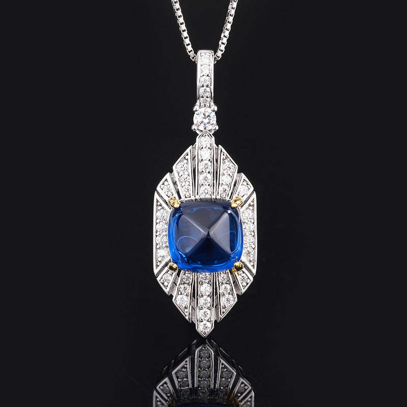 Red & Blue Vintage Pendant Asscher Diamond Luxury 18k Gold Plated Necklace Drop Earrings Jewelry Set | Mix Mix Style-Mix MIx Style