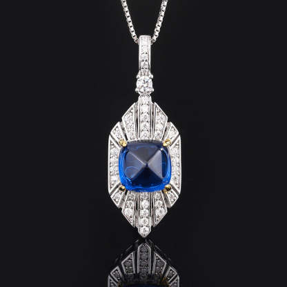 Red & Blue Vintage Pendant Asscher Diamond Luxury 18k Gold Plated Necklace Drop Earrings Jewelry Set | Mix Mix Style-Mix MIx Style