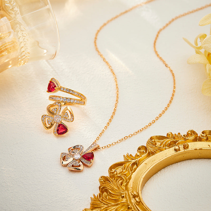 Autumn and winter new cross-border blooming blooming flower necklace gold-plated flower pendant lady texture ladies floral clavicle chain-Mix MIx Style