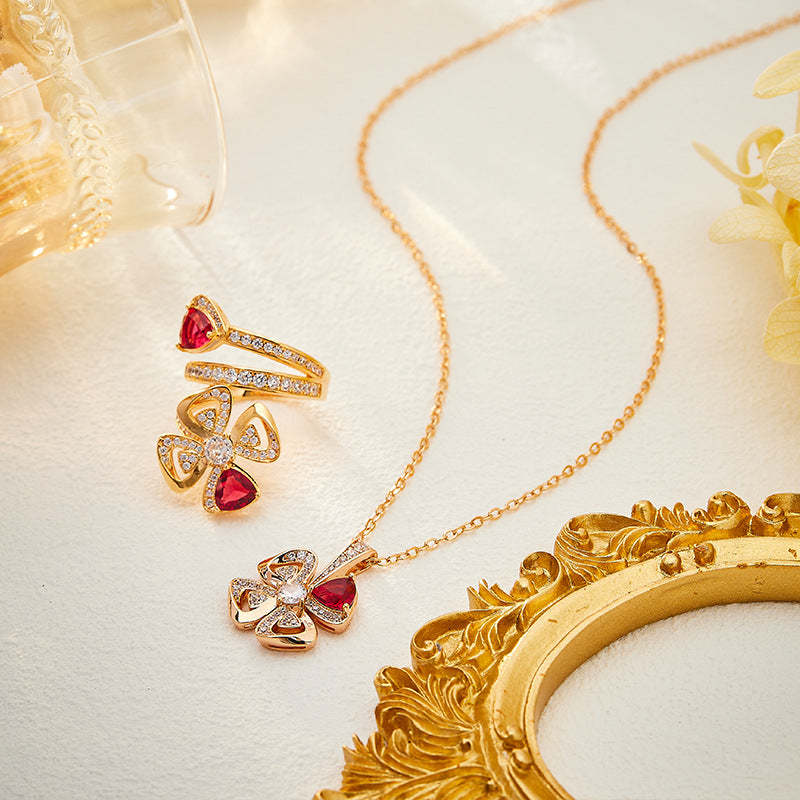 Autumn and winter new cross-border blooming blooming flower necklace gold-plated flower pendant lady texture ladies floral clavicle chain-Mix MIx Style