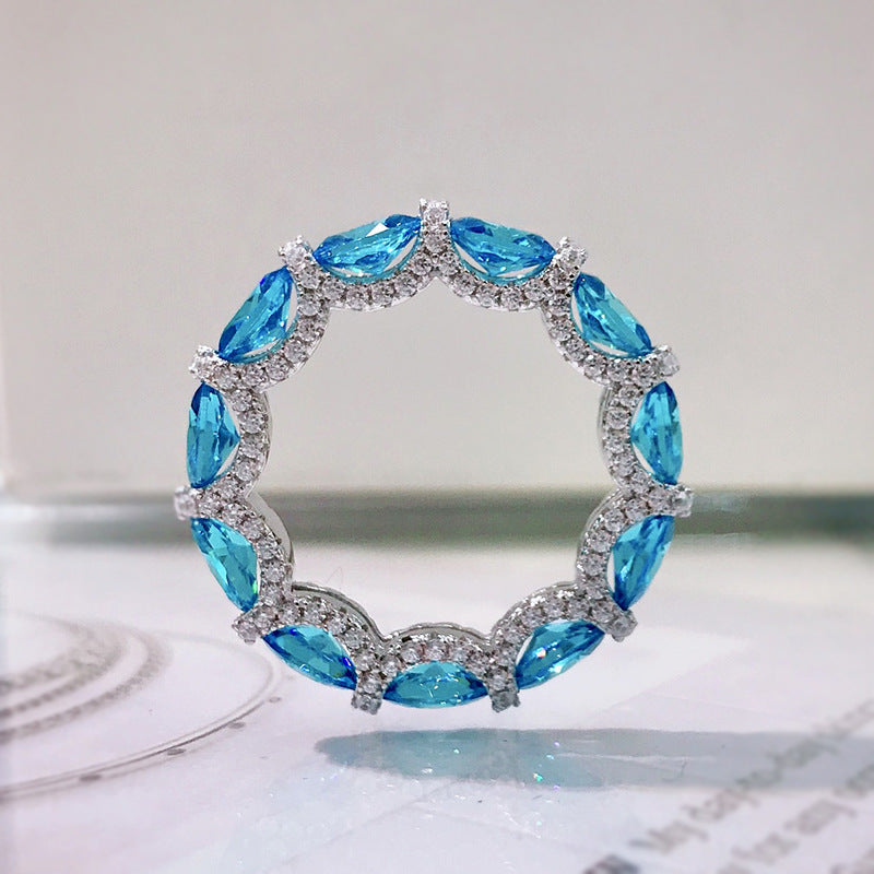 Vibrant Blue Vintage Pendant Oval Cut Diamonds Luxury 18k Gold Plated For Necklace Jewelry | Mix Mix Style-Mix MIx Style