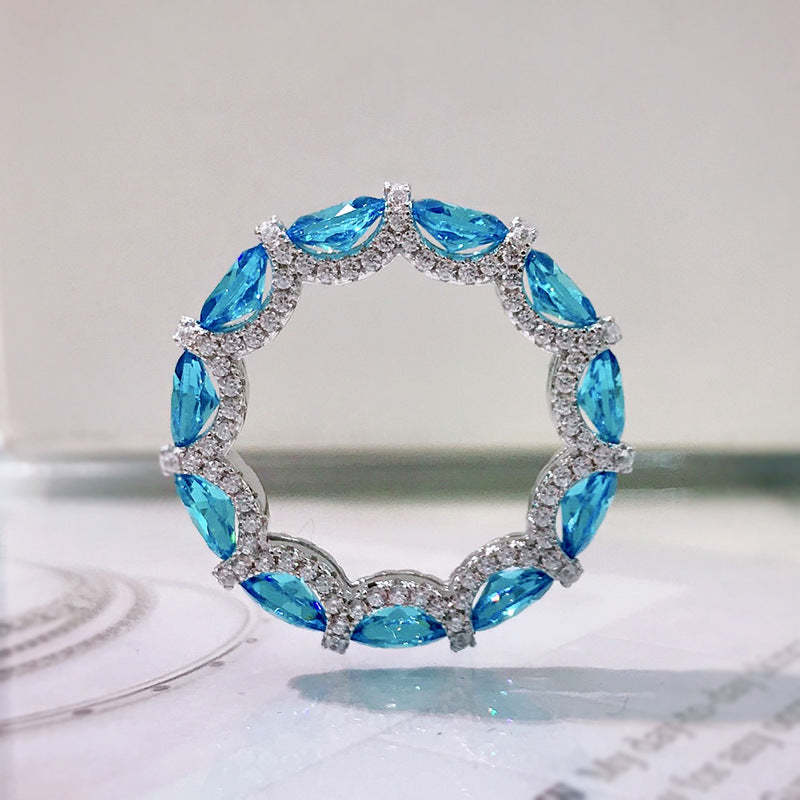 Vibrant Blue Vintage Pendant Oval Cut Diamonds Luxury 18k Gold Plated For Necklace Jewelry | Mix Mix Style-Mix MIx Style