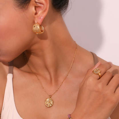 Colored Diamond Eyes Star and Moon Necklace Earrings Ring Vintage Jewelry [Hot Seller]-Mix MIx Style