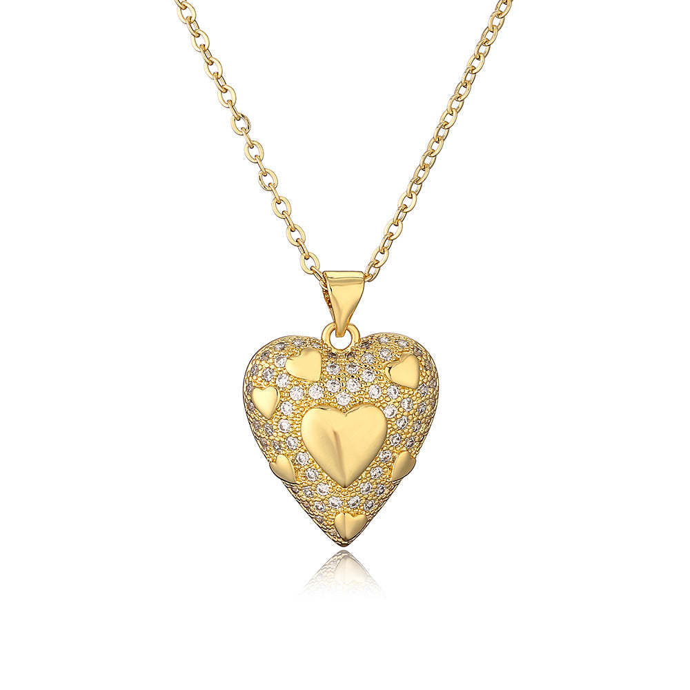 Heart Star Vintage Solid Pendant Diamonate Luxury 18k Gold Plated Necklace Jewelry | Mix Mix Style-Mix MIx Style