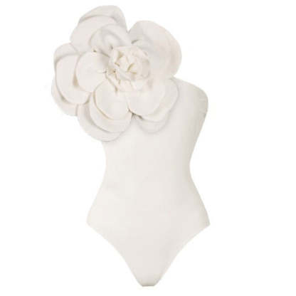 Statement Bodysuit & Swimsuit With Oversized Flower - Black | Mix Mix Style [Hot Seller]-Mix MIx Style