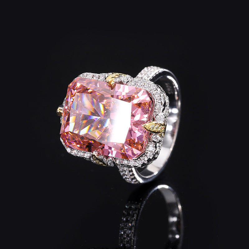 Moissanite Pink Diamond Soft Cushion Ring 18K Gold Plated Mix Mix Style [Hot Seller]-Mix MIx Style