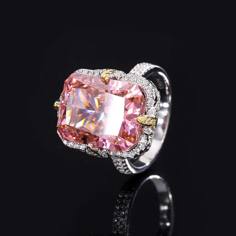 Moissanite Pink Diamond Soft Cushion Ring 18K Gold Plated Mix Mix Style [Hot Seller]-Mix MIx Style