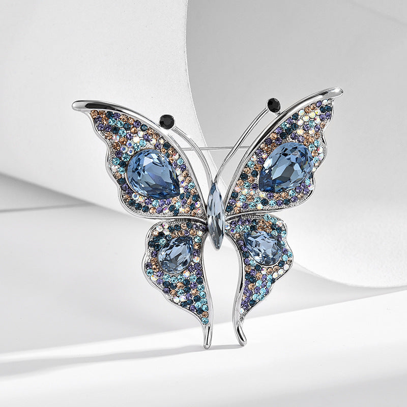 New hot-selling high-end colorful Austrian crystal butterfly brooch light luxury high-end insect corsage women's accessories-Mix MIx Style