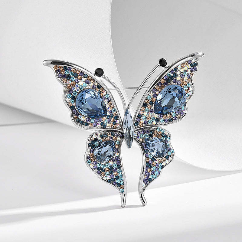 New hot-selling high-end colorful Austrian crystal butterfly brooch light luxury high-end insect corsage women's accessories-Mix MIx Style