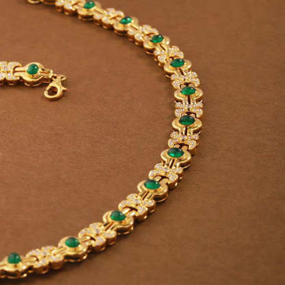 Green Vintage Retro Oval Cut Diamonds Luxury 18k Vermeil Gold Plated Choker Necklace Jewelry | Mix Mix Style-Mix MIx Style