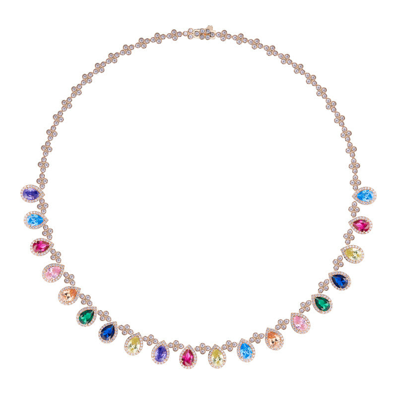 Moissanite Diamond Necklaces Ladies Rainbow Collarbone Chain Mix Mix Style [Hot Seller]-Mix MIx Style
