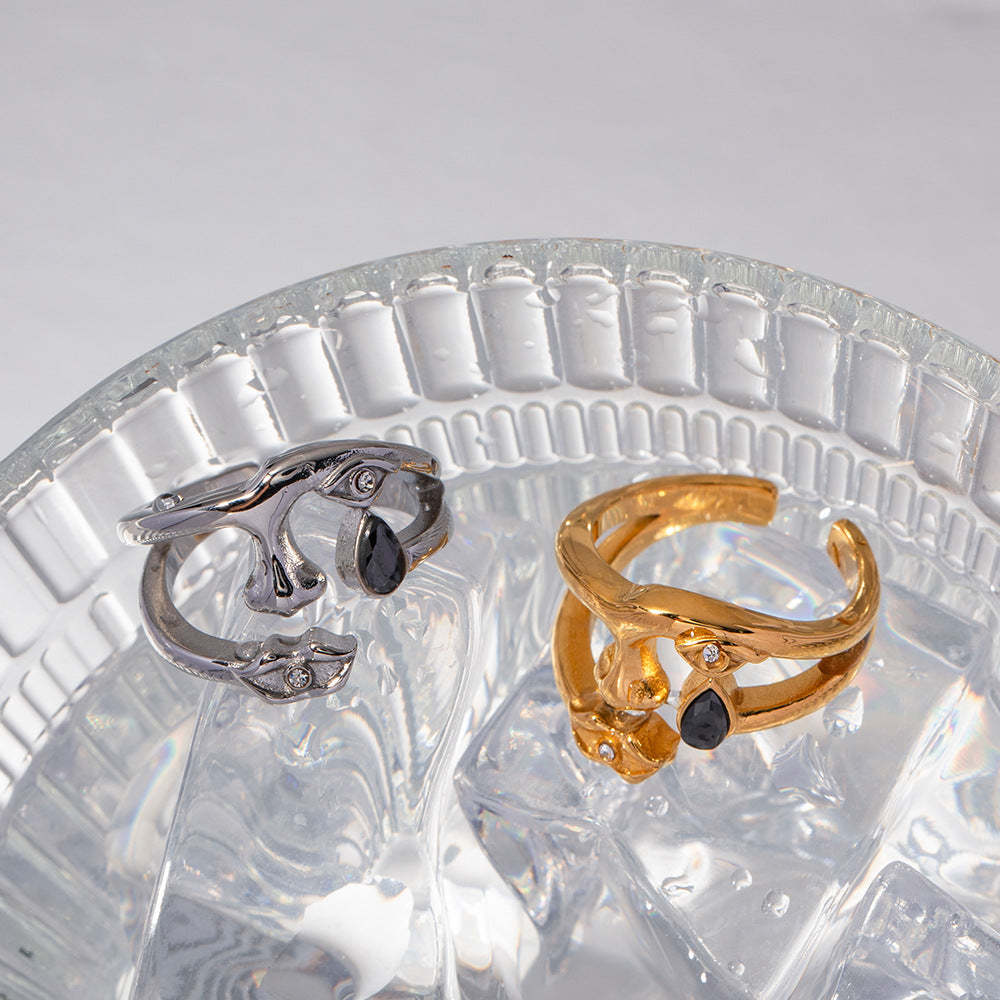 Irregular Natural Gem 18K Gold Plated and Silver Open Ring | Mix Mix Style [Hot Seller]-Mix MIx Style