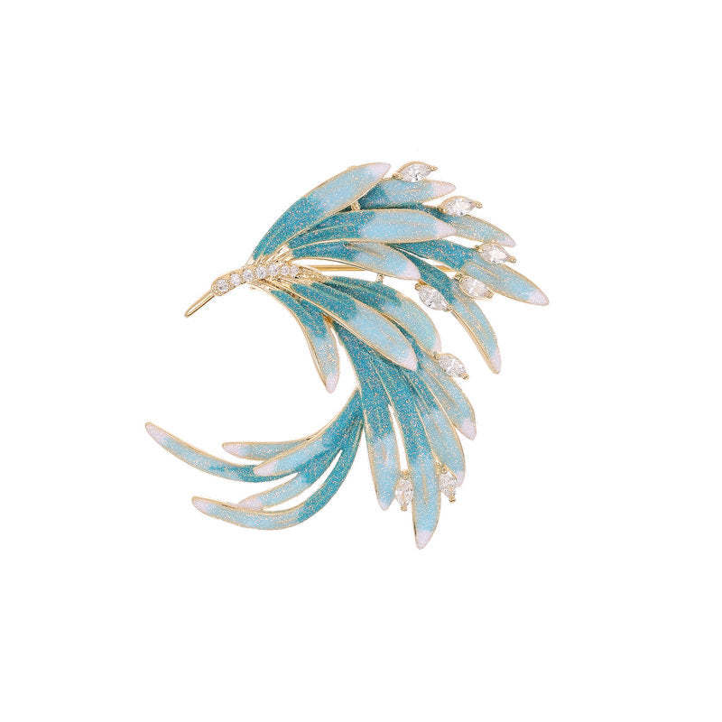 Retro style phoenix corsage cheongsam dress accessories elegant temperament pin Chinese style gradient feather brooch-Mix MIx Style