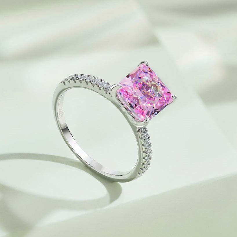 Elegant White Princess Cut Moissanite Diamond 3ct 18k White Gold Plated Engagement Ring | Mix Mix Style-Mix MIx Style